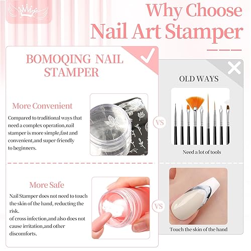 Miniatura 7 de BOMOQING - Sellos de uñas de silicona de tamaño ajustable, 2 sellos de uñas de punta francesa con 2 raspadores, herramienta de uñas de punta