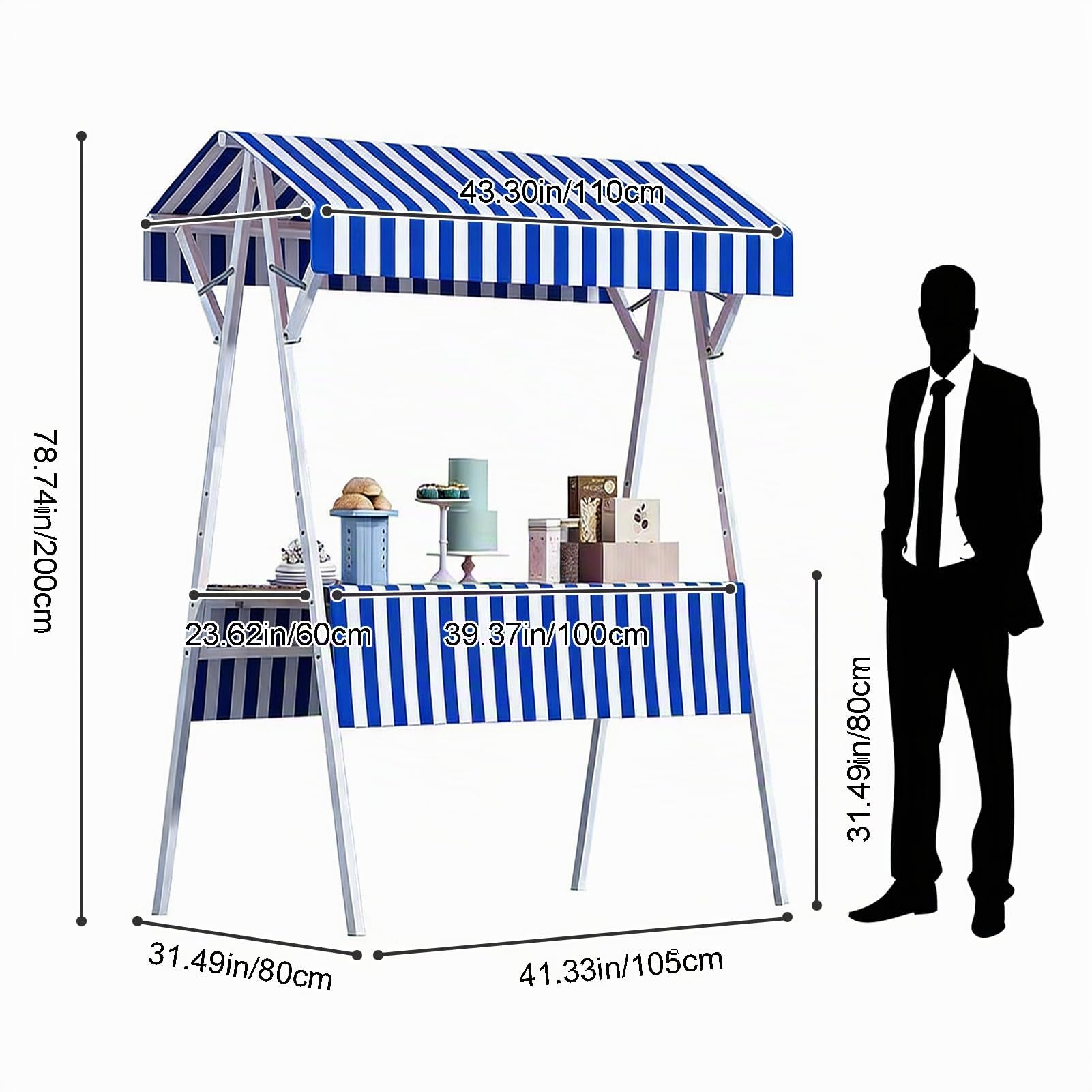 Table Pliante Avec Auvent, Portable éTabli Pliant Pour Stands De Marché, Table à BièRe D'ExtéRieur, Mange Debout Pliant Pour Kiosques De Vente Au DéTail, éVéNements, Festivals, MarchéS Fermiers