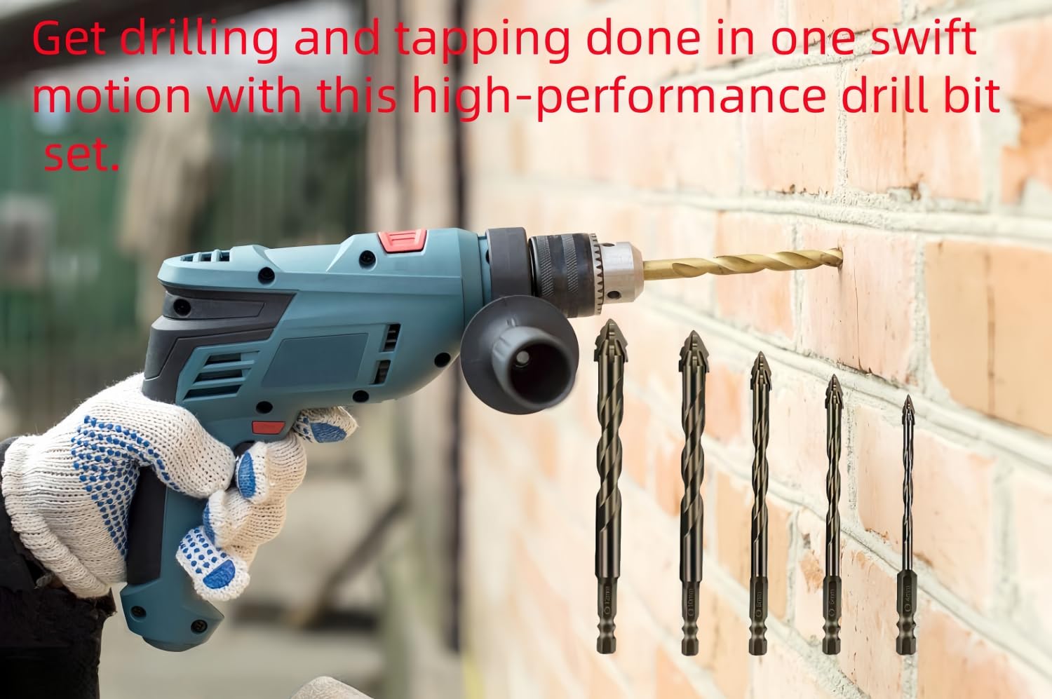 5 -PCS Edged Serrated Eccentric Drill Bit High-Strength Eccentric Twist Drill Bit Set (4/6/8/10/12mm), Suitable for Concrete,Glass,Brick,Cement,Tile,Wood, Metal