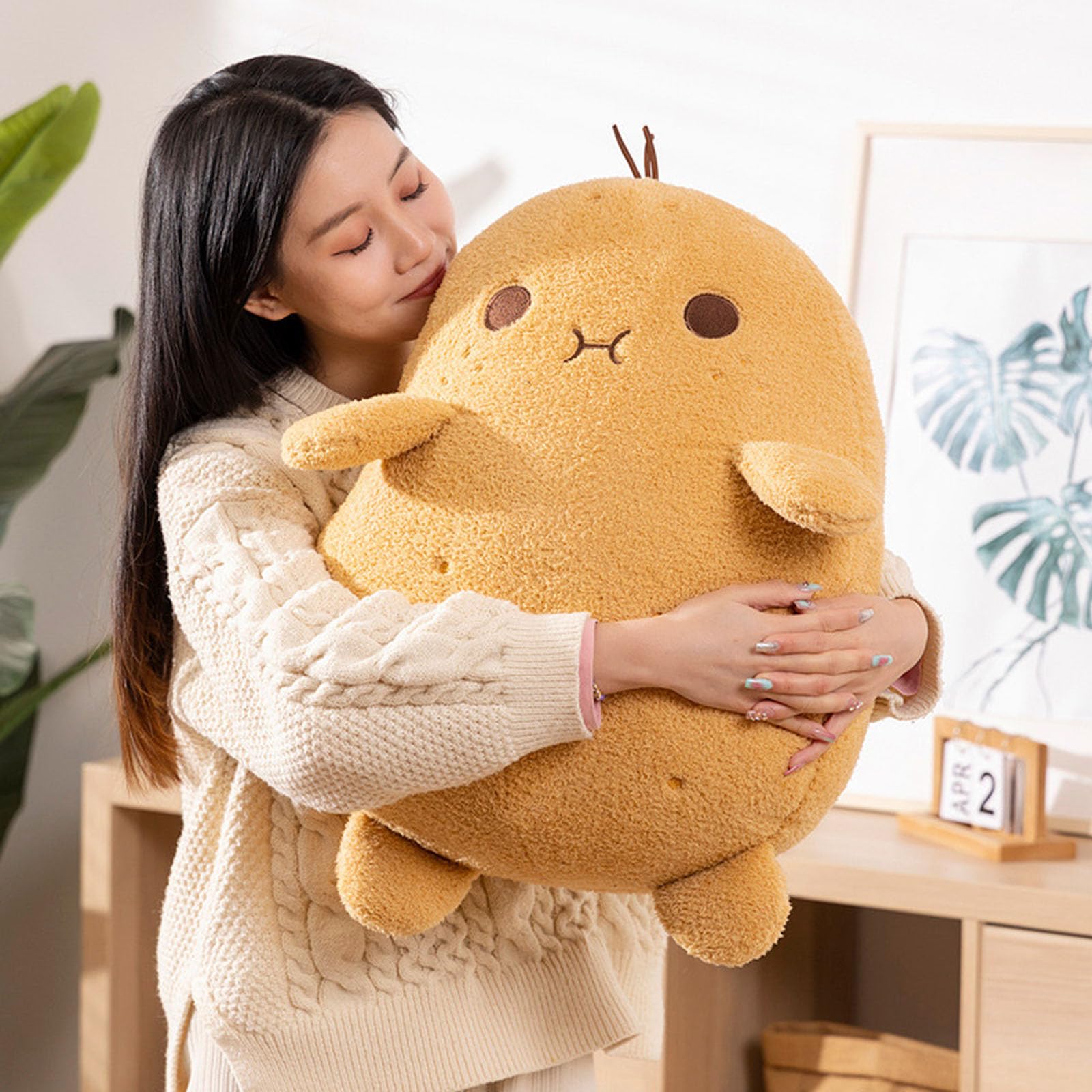 Kartoffel (Potato) Plüschtier, kuscheliges Sofa- und Bettkissen mit niedlichem Cartoon-Design, weiches Stofftier aus hochwertigem Plüsch, Kinder und Erwachsene (53cm)