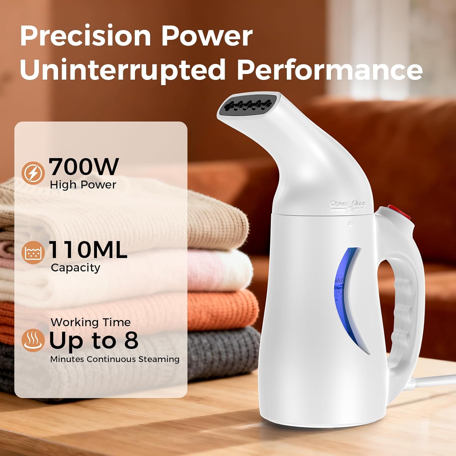 Steamer for Clothes, Portable Handheld Garment Wrinkle Remover, 30s Fast Heat-up, 700W Fabric Steamer, Strong Penetrating Steam, for Home, Office and Travel