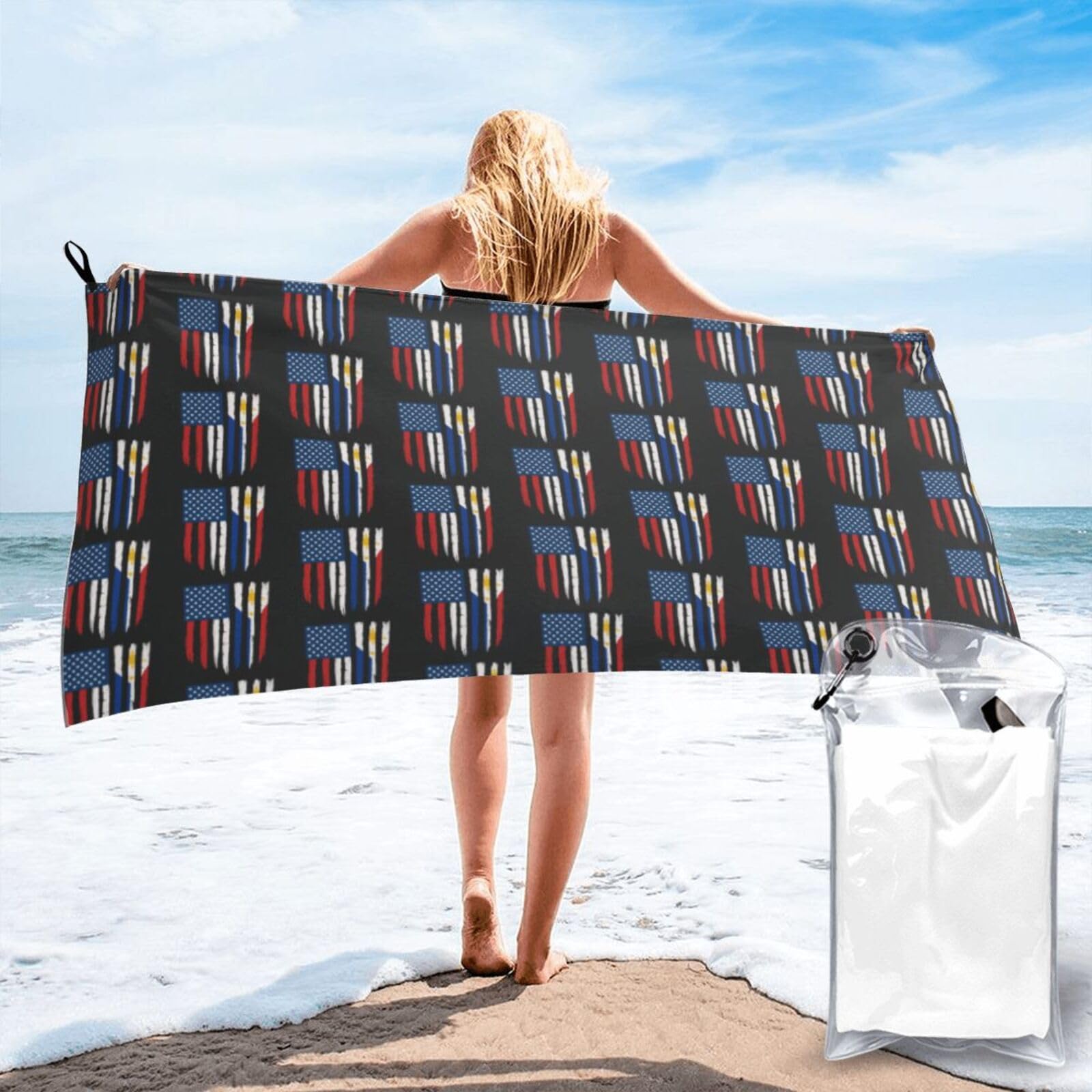 FHIZOAL United States And Philippines Quick Dry Towel Microfibre Towel Super Absorbent Ultra Compact Gym Sports Beach Camping Travel