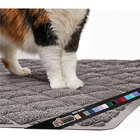 The Original Gorilla Grip 100% Waterproof Cat Litter Box Trapping Mat, Easy Clean, Textured Backing, Traps Mess for Cleaner Floors, Less Waste, Stays in Place for Cats, Soft on Paws, 35x23 Gray
