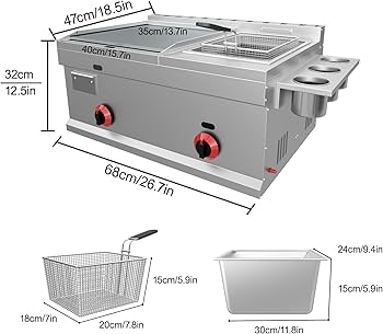 Amazon.com: Flat Top Grill Deep Fryer Combo, Commercial 2 in