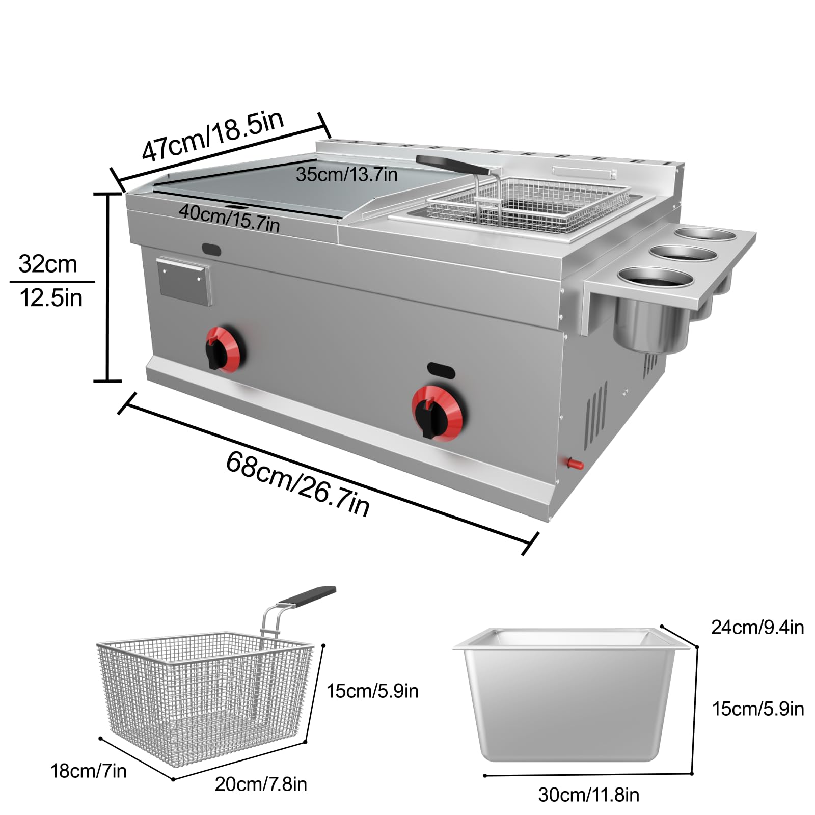 Amazon.com: Flat Top Grill Deep Fryer Combo, Commercial 2 in