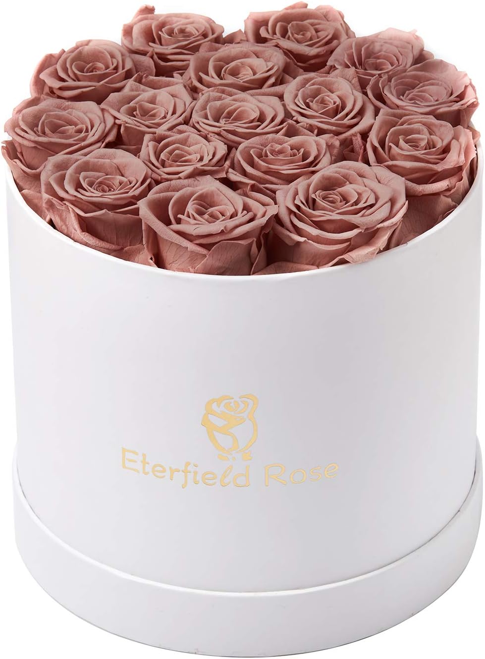 Amazon Com Eterfield Preserved Roses That Last A Year Eternal Rose In A Box Real Rose Without Fragrance Gift For Her Dusty Pink Rose Round White Box Everything Else