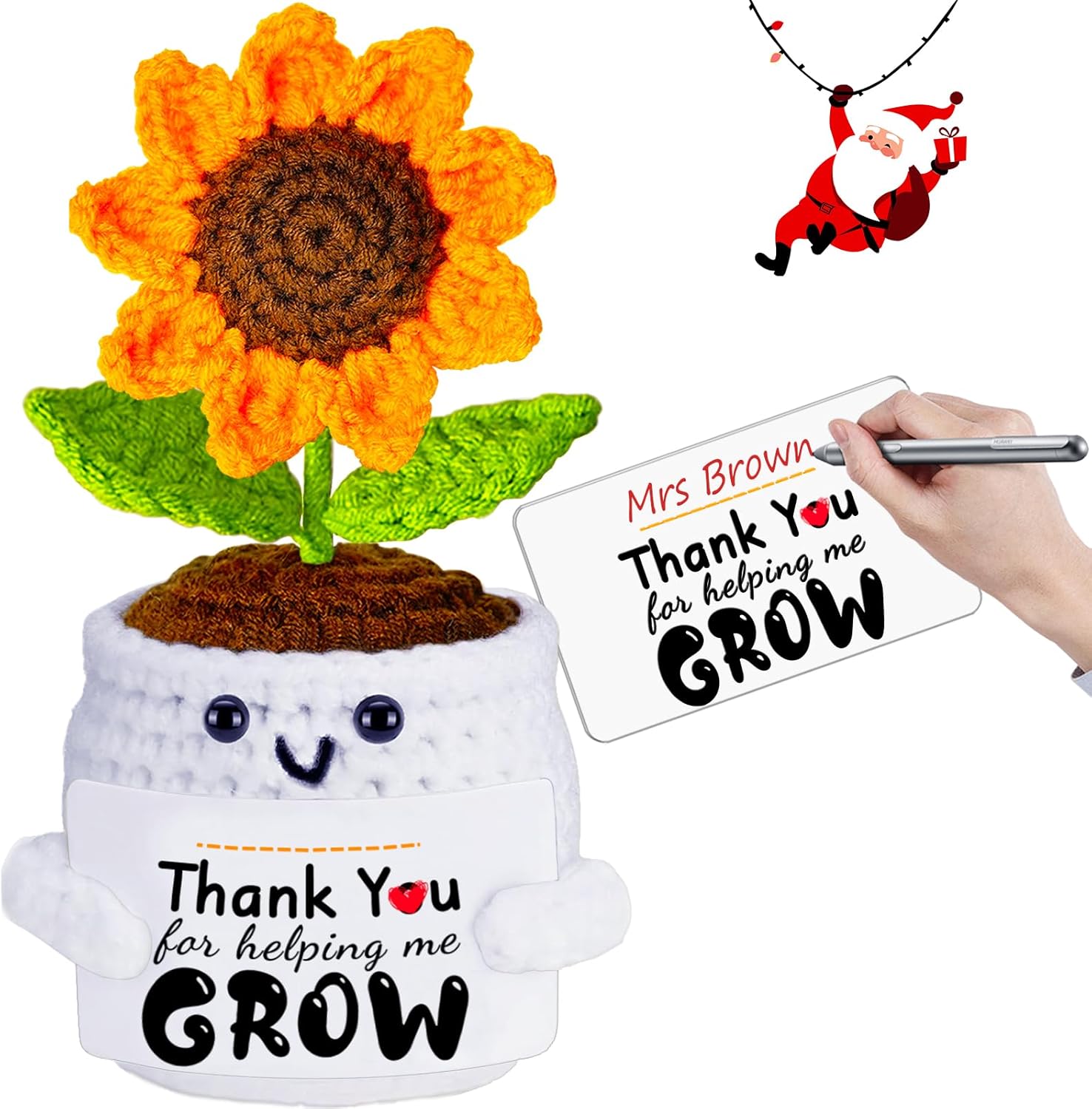 Teacher Appreciation Gifts, Valentines Day Teacher Gifts Handmade Crochet Sunflower Doll, Personalized Birthday Thank You Gift for Teachers Mentor Coworker Boss Valentine's Easter Retirement Gift - Image 9