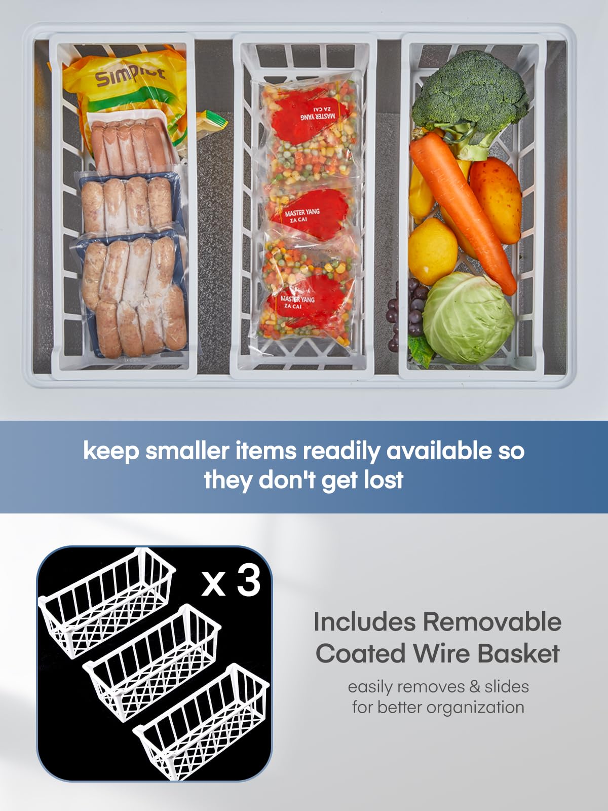 7.0 Cubic Feet Chest Freezer, FOHERE Deep Freezer with 3 Removable Storage Baskets, Adjustable Thermostat Compact Small Freezers, Free Standing Top Open Door for Homes, Basements, Garages, RVs on Fridge.com