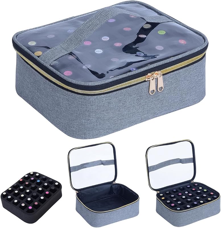 Estojo organizador UOZL para esmaltes, cinza Grey 30B, capacidade para 30 frascos, 24,5 cm x 20 cm x 8,5 cm