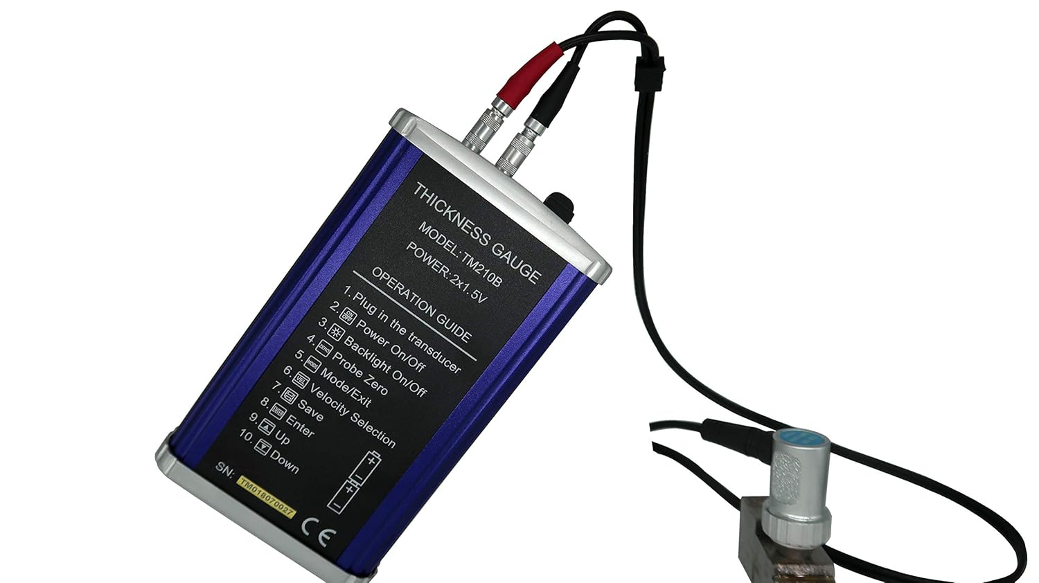 Ultrasonic Thickness Gauge/ultrasonic Thickness Tester with TM-08 ultrasonic transducer Probe TM210B Metal housing/Measuring Range:0.75mm~300.0mm (0.03inch~11.8 inch)