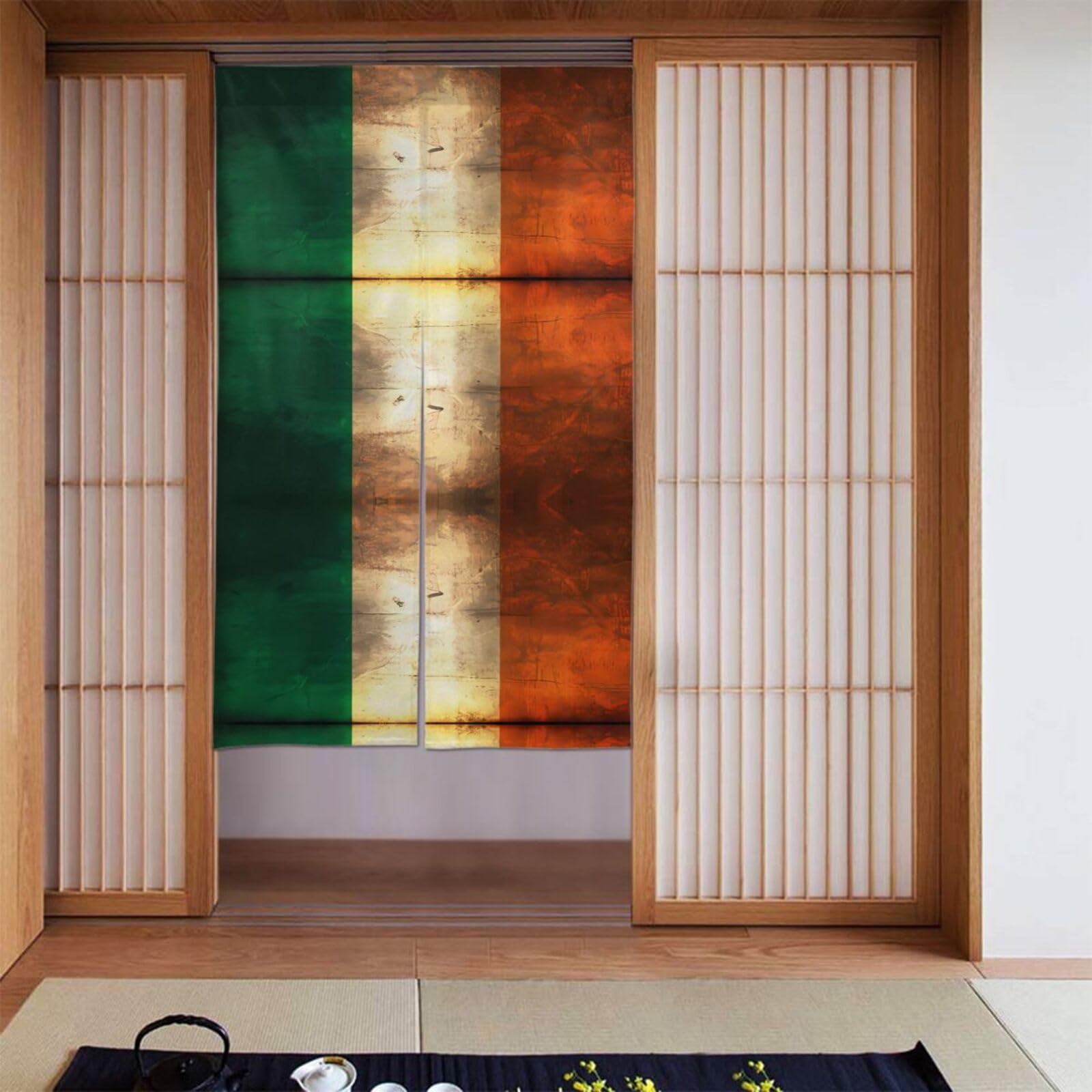 Rideau de porte rétro drapeau irlandais 86x142 cm pour chambre