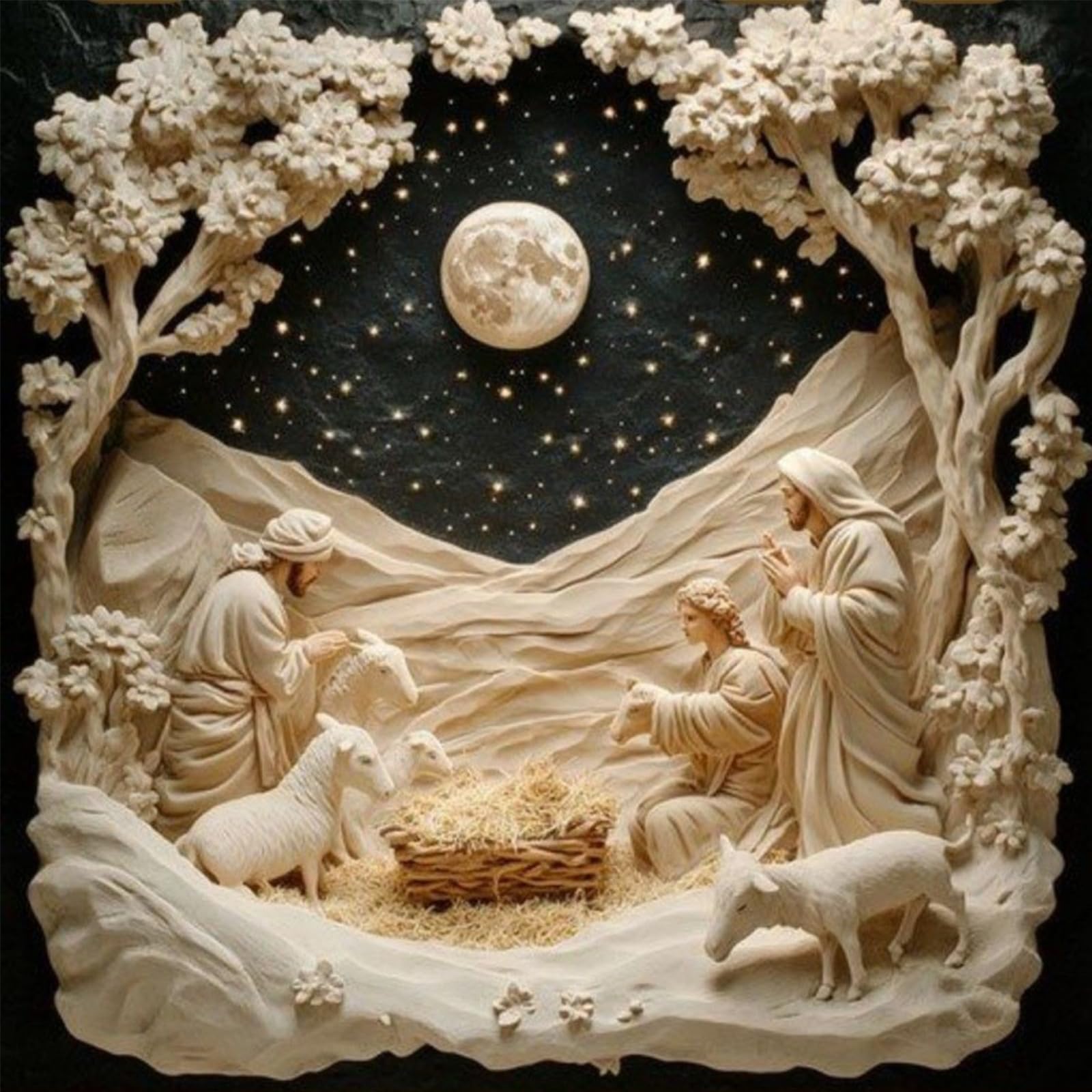 Easter Tree of Life 14CT Counted Cross Stitch Kits for Adults - Needlepoint Kits for Beginners, Complete Embroidery Ornament Kit with Pre-Sorted Threads & Pattern for Home Decor & Gifts(40 * 40cm)
