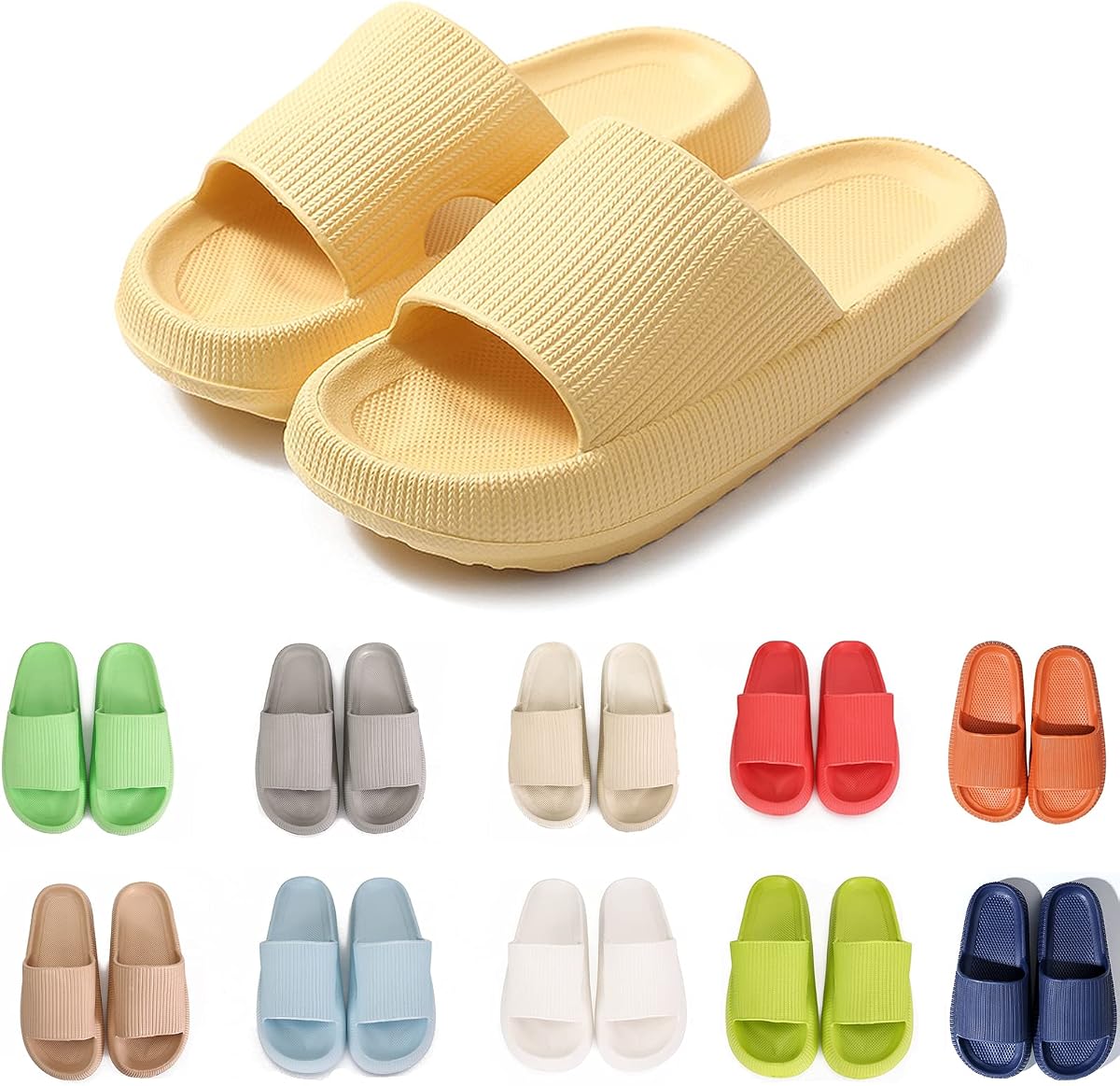 rosyclo Cloud Slippers for Women and Men Massage Thick Sole Non-Slip Shower Slippers Bathroom Super Soft Comfy House Cloud Slide Slippers for Indoor and Outdoor