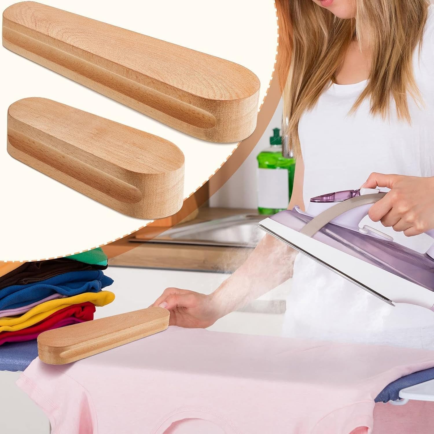 2pcs Hardwood Tailors Clapper, Hard Wood Tailors Clapper for Steam Iron to Set a steam, Quilting Notions Quilters Pressing and Seam Flattening Tool, Clapper Sewing Tool for Ironing