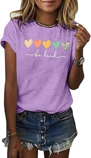 GEMLON Graphic T-Shirts for Women Loose Print Short Sleeve Tops Summer Casual Tees Shirt
