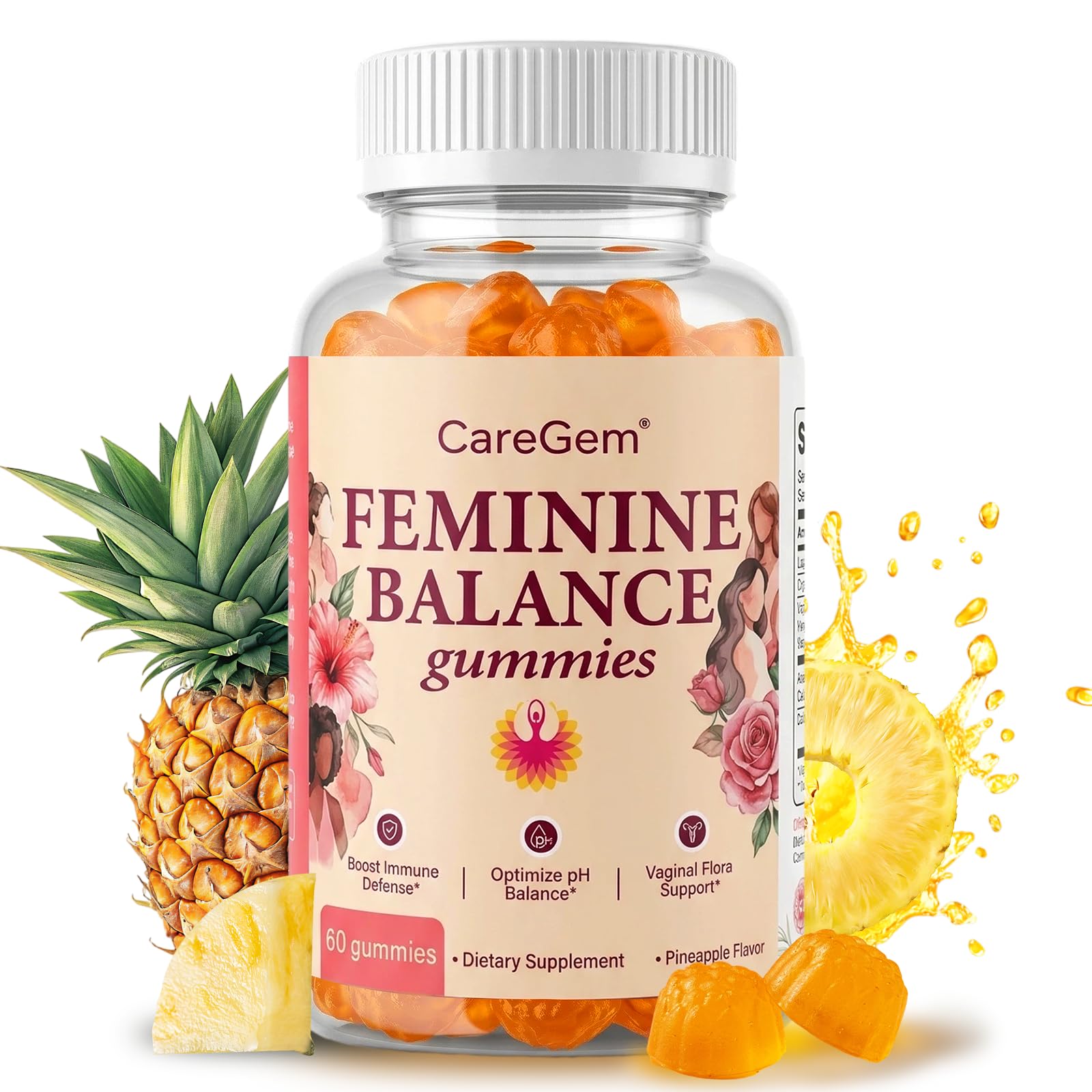 Feminine Probiotics Gummies for Odor, Flora & pH Balance – 1-Month Supply