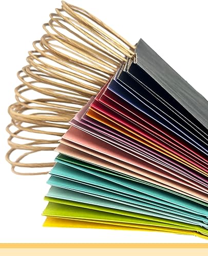 Miniatura 3 de qiqee Bolsa de regalo grande de 13"x4.5"x10" con asas a granel 32 piezas Bolsas de papel de regalo 16 bolsas de diferentes colores superiores