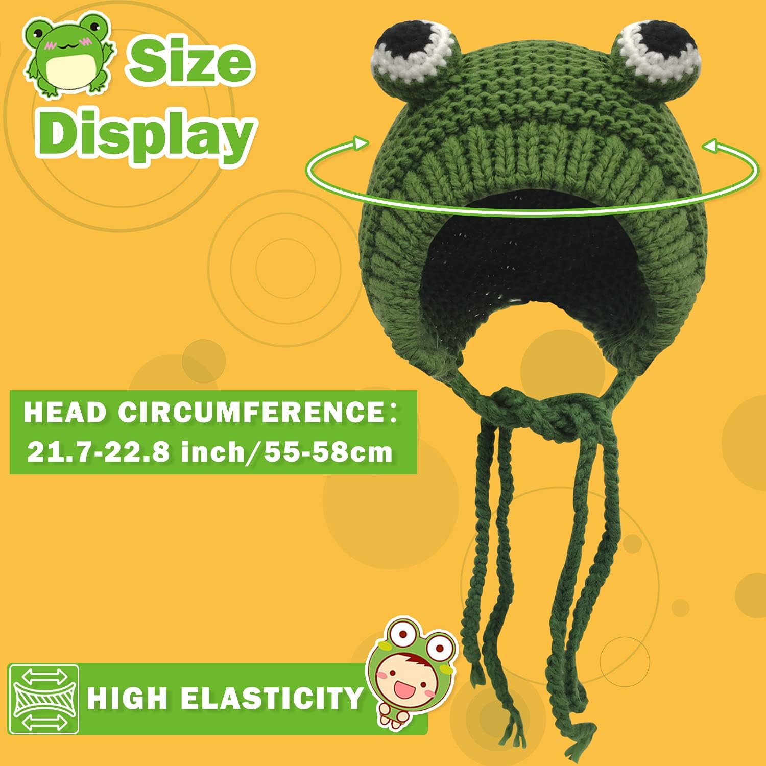 Frog Hat Beanie Cute Crochet Knitted Frog Hats Caps 3D Big Eyes Frog Cap Cosplay Men Women - Image 5