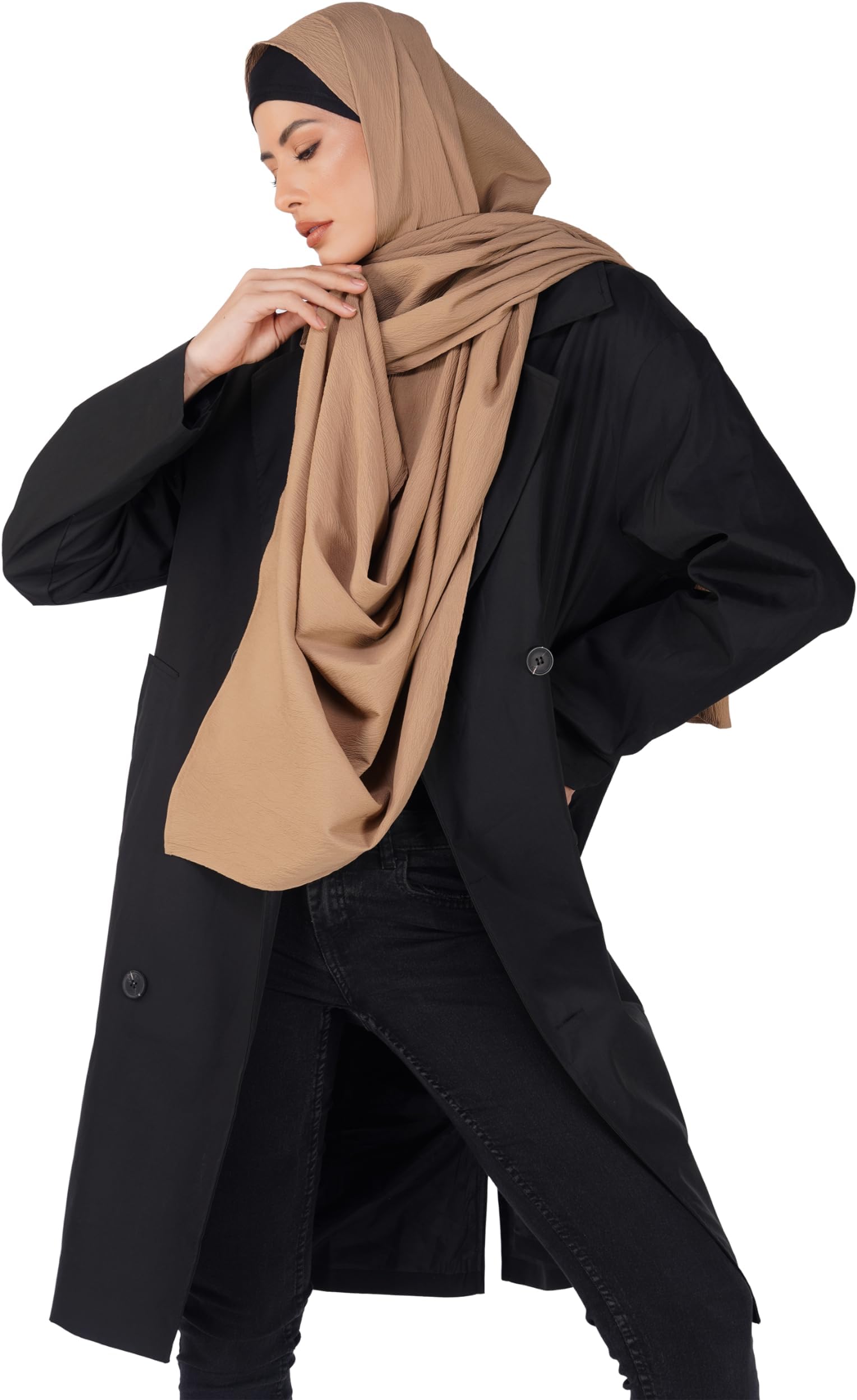 Soft Crinkle Beige Scarf/Stole/Hijab - Soft and Crinkle Texture, Solid Pattern, Perfect Blend of Style and Comfort - Elegance for Every Occasion (A36)