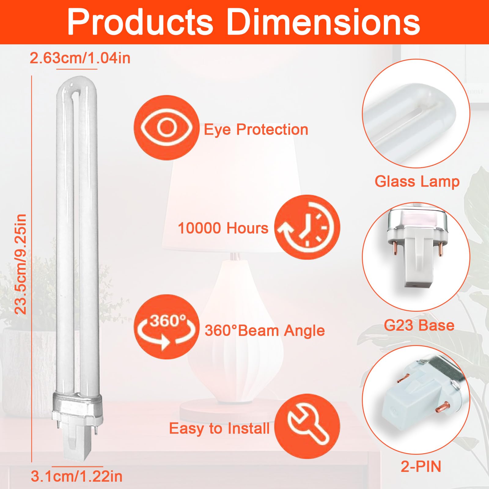 11W 2-Pin Compact Fluorescent Lamp,2Pin Stick Fluorescent Light Bulb,2U Double Turn Tube Energy Saving Lamp,CFL Energy Saving Twin Tube Bulb,Non-Dimmable,Suitable for Corridor( Warm White 2700K 900LM) - Image 2