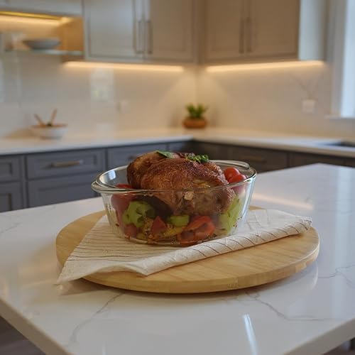 Miniatura 8 de ums Platos de vidrio para hornear de 2.2 cuartos de galón para horno, recipientes de almacenamiento de alimentos con tapas, recipientes de