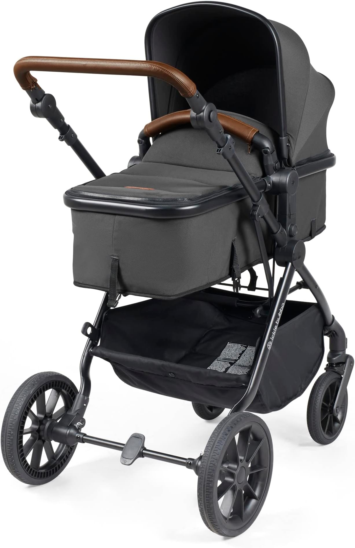 – Cosmo 9 Piece Travel System with i-Size Nimbus Car Seat & 180° Spin ISOFIX Base (Graphite Grey/Tan) – Convertible Configurations, Birth to 22kg (Approx. 4 Years)
