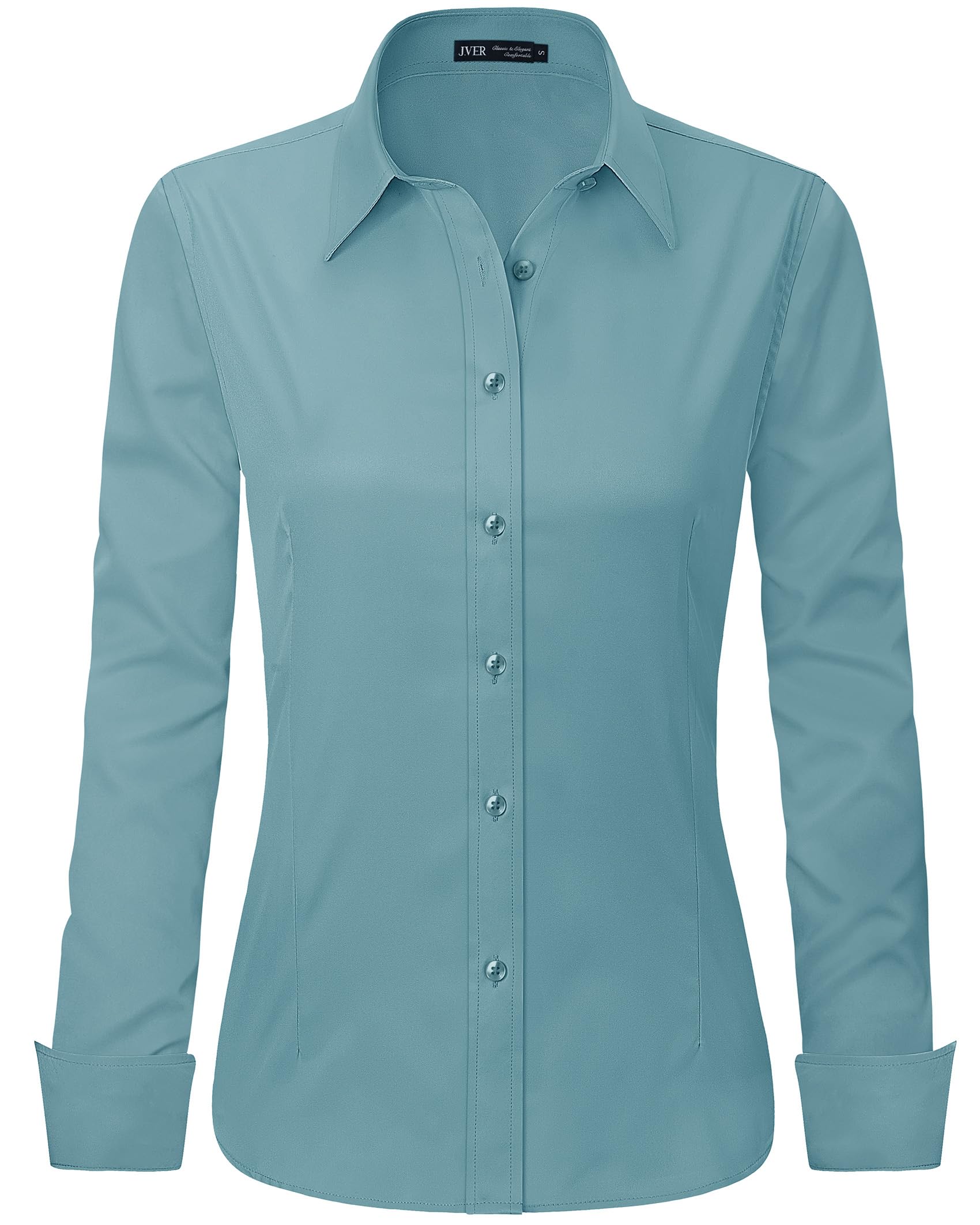 J.VER Womens Dress Shirts Long Sleeve Button Down Shirt Wrinkle-Free Business Casual Blouse Office Work Tops