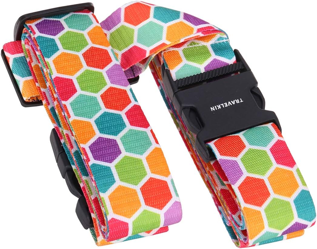 Luggage Straps for Suitcases Adjustable Cross for Travel Airport, Extra Long 230 & 200 CM for Suitcase 20-32″, Buckle Closure & Tag Slot – Honeycomb