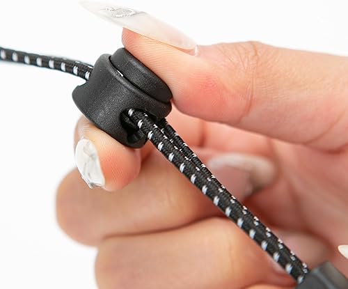 Miniatura 7 de 2 soportes ajustables negros para palos de senderismo, hebilla de fijación para bastón de caminar con cordón elástico, cordones de seguridad para