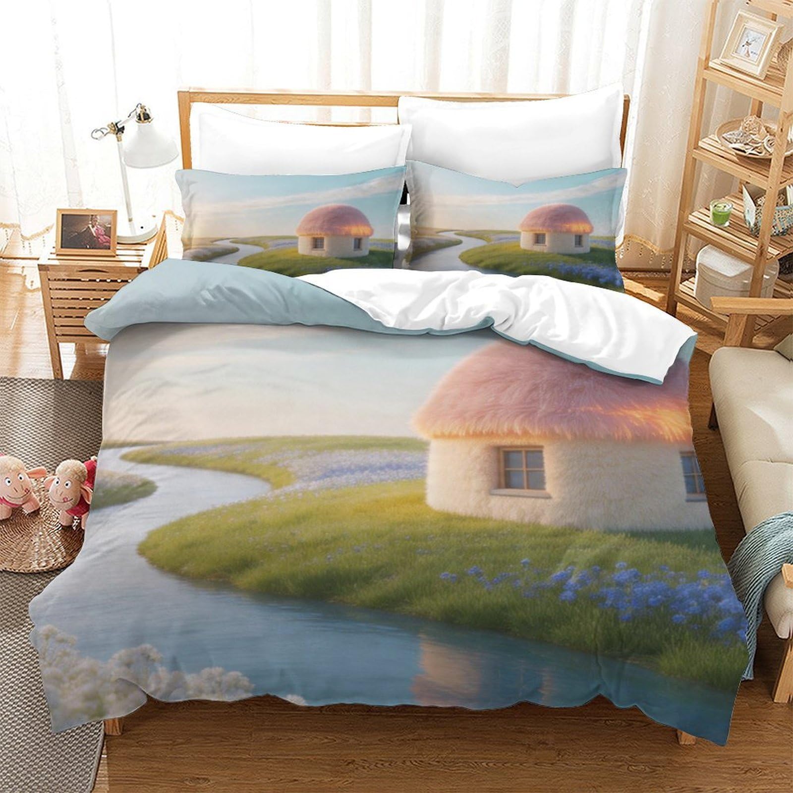 Housse de couette imprimée 3D haut de gamme en microfibre Super King 260x220