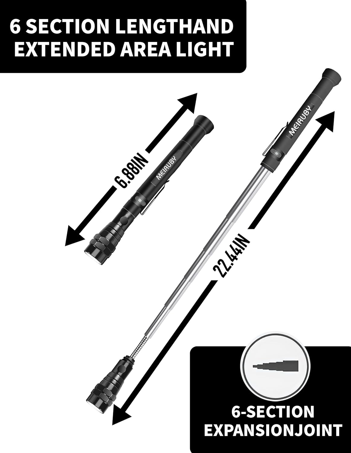 Magnetic Pickup Tool Gifts for Men, Stocking Stuffers for Men Adults, Telescoping Magnet Flashlight Christmas Birthday Gift for Dad, Mens, Him, Husband, Grandpa, Handyman (Pack of 2)