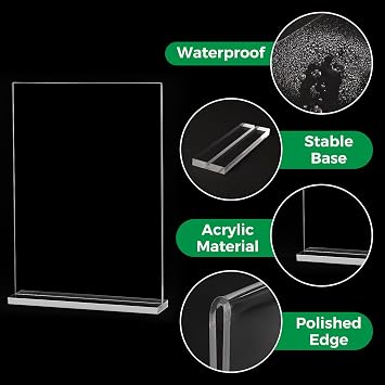 Thboxes 2 Pack A4 Acrylic Sign Holder, T-Shaped Double-Sided Display Stand