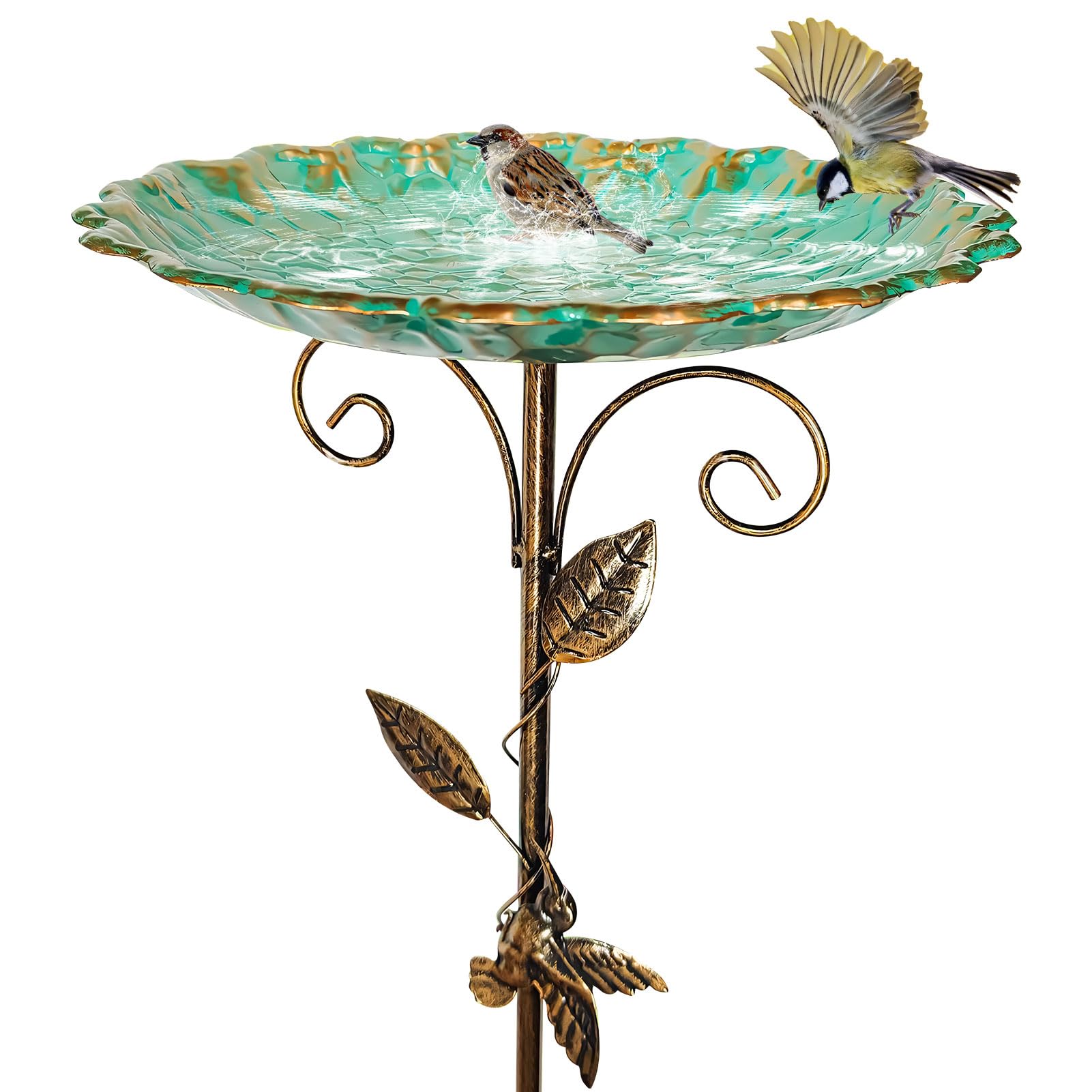 Vogeltränke Stehend Ø26CM Vogelbad für Draußen Garten Wassertränke für Wildvögel Vogel Futterstelle Vogelbecken Schüssel Dreiteiliges Design Leicht zu Zerlegen Höhe Nach Belieben Einstellen (Groß)