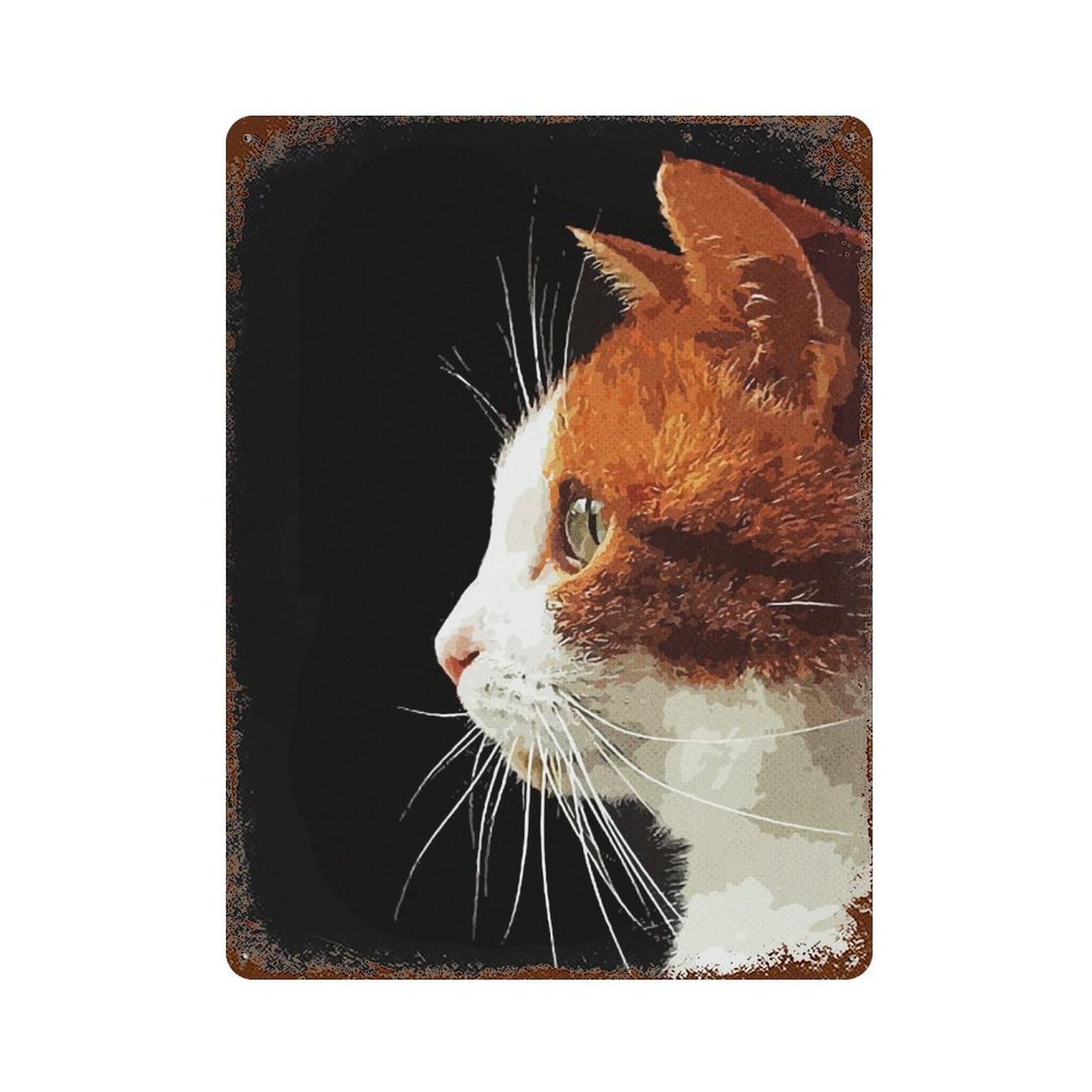 Cute Cat Vintage Rust Effect Tin Sign 15.7"x11.8", Farmhouse Wall Decor for Living Room, Hallway And Home Decor