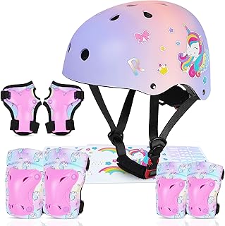 MHJY Fahrradhelm Kinder Helm Mädchen Skaterhelm 3-8 Jahre Knieschoner Protektoren Set Schoner Inliner Kinder Ellenbogenschützer Handgelenkschoner Für Jungen Skates Rollschuhe Skateboard Fahrrad