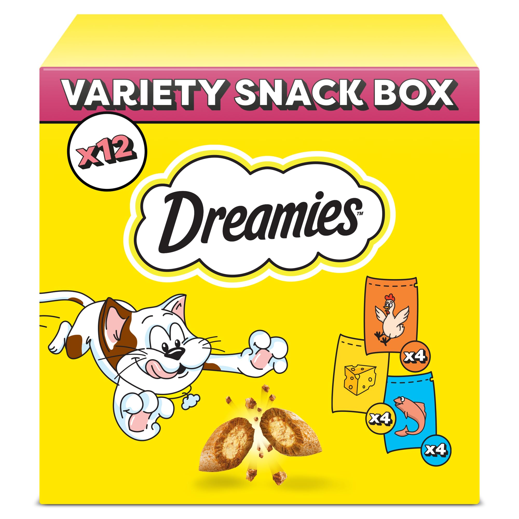 DREAMIES Katzensnacks Huhn, Käse & Lachs (12×60 g)