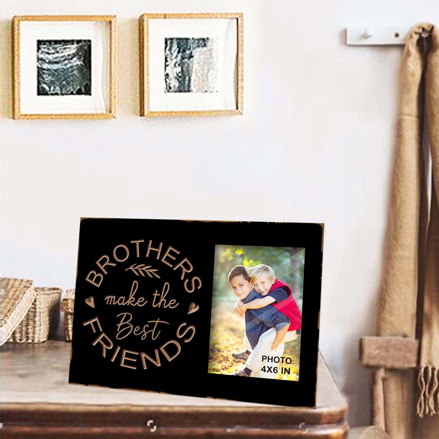 Best Brother Friends Gifts from Sister - Deep Engraved Carving Brothers Picture Frames 4x6 Inches - Brothers Make the Best Friends - Image 2