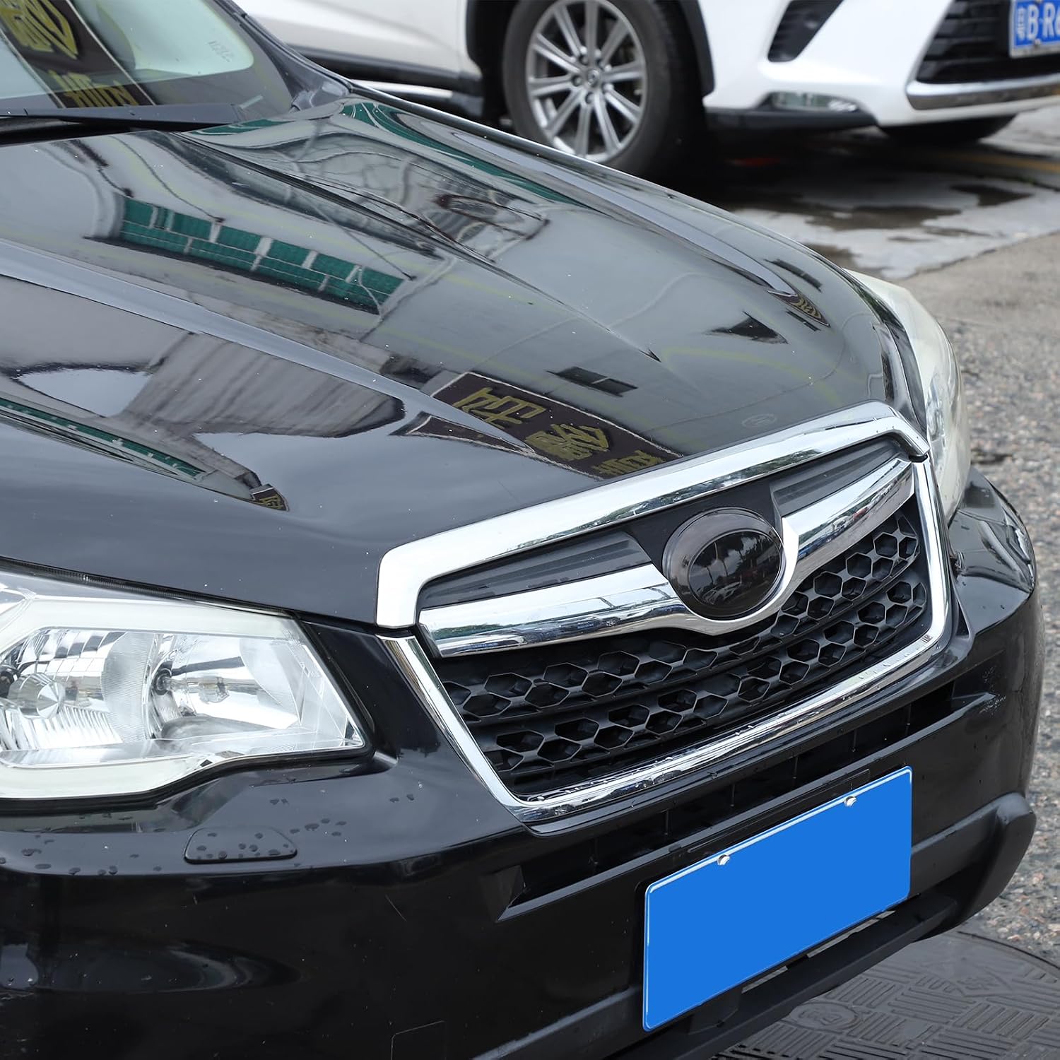 Front and Rear Emblem Cover Compatible with Subaru Forester 2013-2018 Front Grille Rear Tailgate Emblem Cover Oval Smoked Logo Cover
