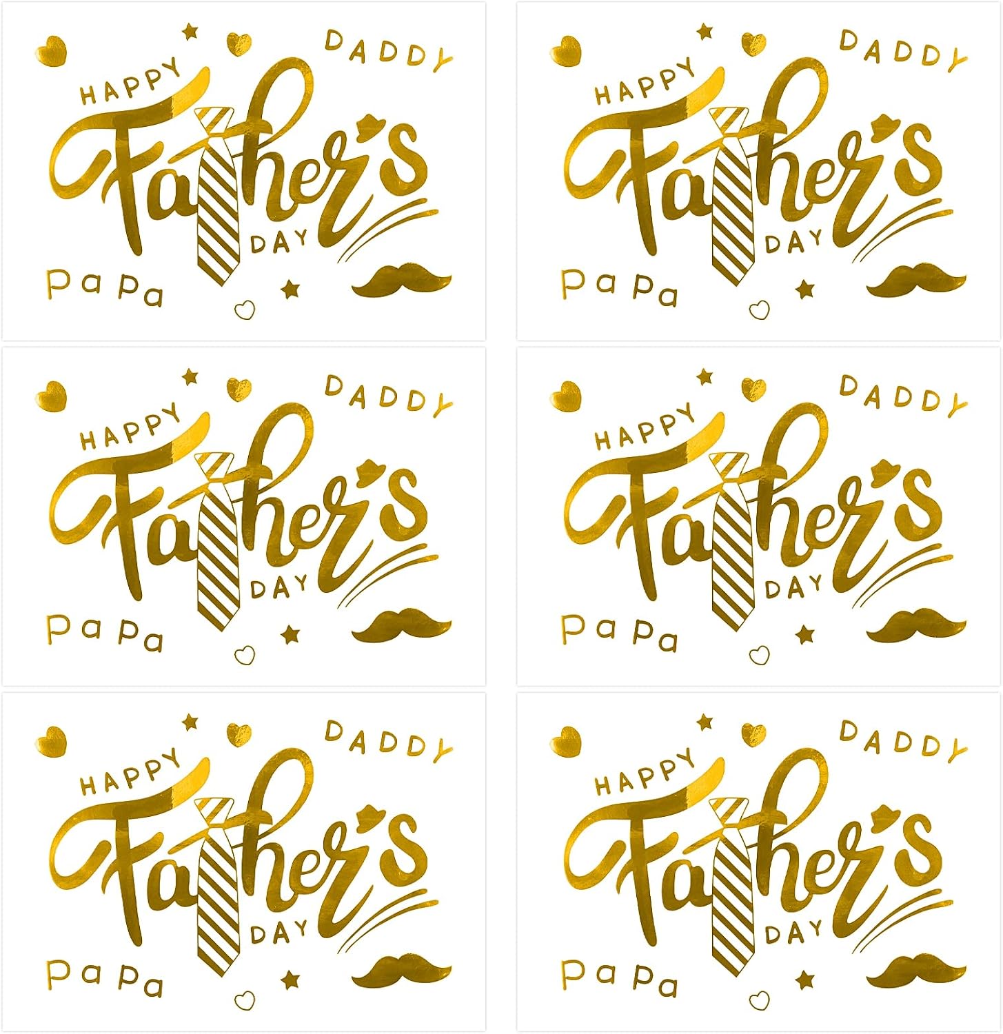 Doneace Father's Day Balloons Stickers Happy Fathers Day Bobo Letters Decals 6 Pcs Gold Balloon Decals for Father's Day DIY Paster Glass Sticker Party Supplies Transparent Balloon Decor