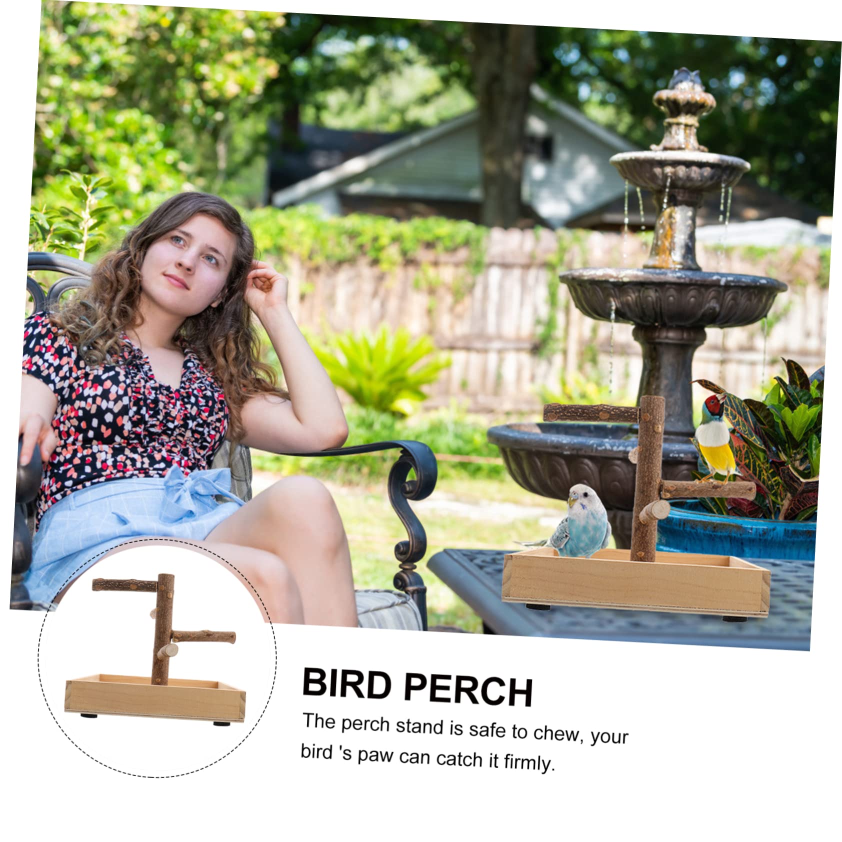 DOITOOL Percha de Madera para Pájaros Cockatiel Desarrolla Equilibrio y Coordinación Soporte Seguro para Morder Juguete de Entrenamiento para Aves en Casa