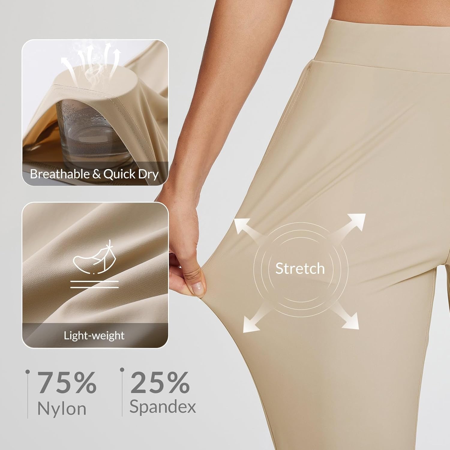 baleaf Womens Travel Pants Lightweight Stretch with Zipper Pockets Petite Ankle Dressy Golf Work Business Casual Slacks - Image 3