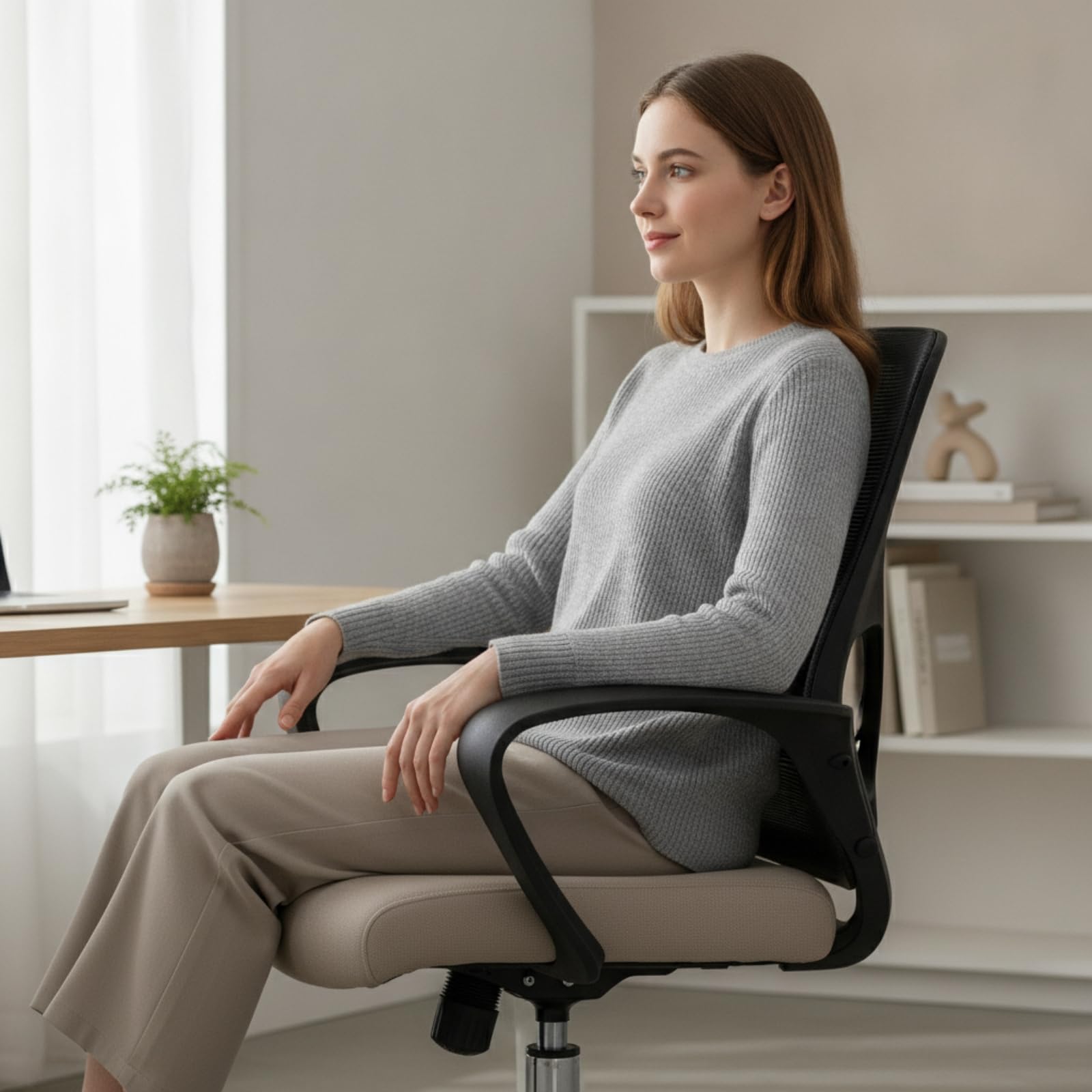Sedia Ufficio Ergonomica con Schienale Braccioli Componenti Ricambi Supporto Curvo Traspirante Adatta per Postazione di Lavoro Casa Studenti