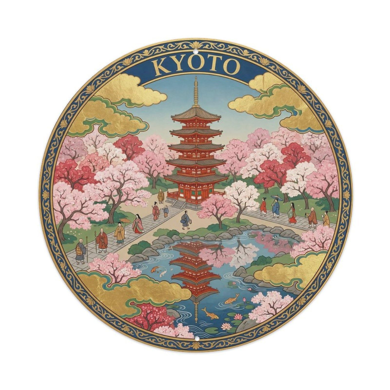 Sakura Temple Pagoda Japanese Heritage Japan Landmark Metal Tin Sign