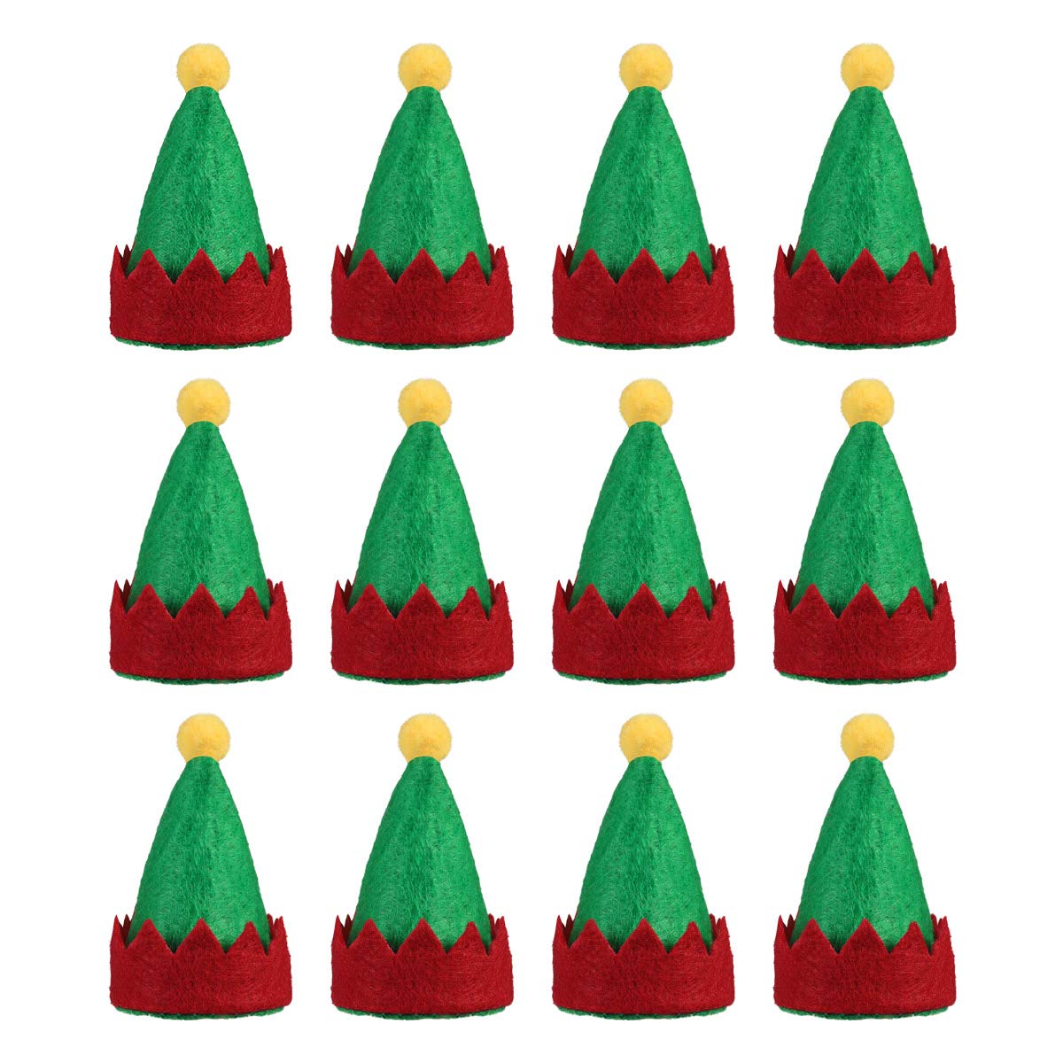 Amosfun12pcs Mini DIY Christmas Hat Elf Cap Design Lollipop Top Wraps Toppers Candy Packing Hat Wine Bottle Cap for Lollipop Candy Cover Decorations Craft