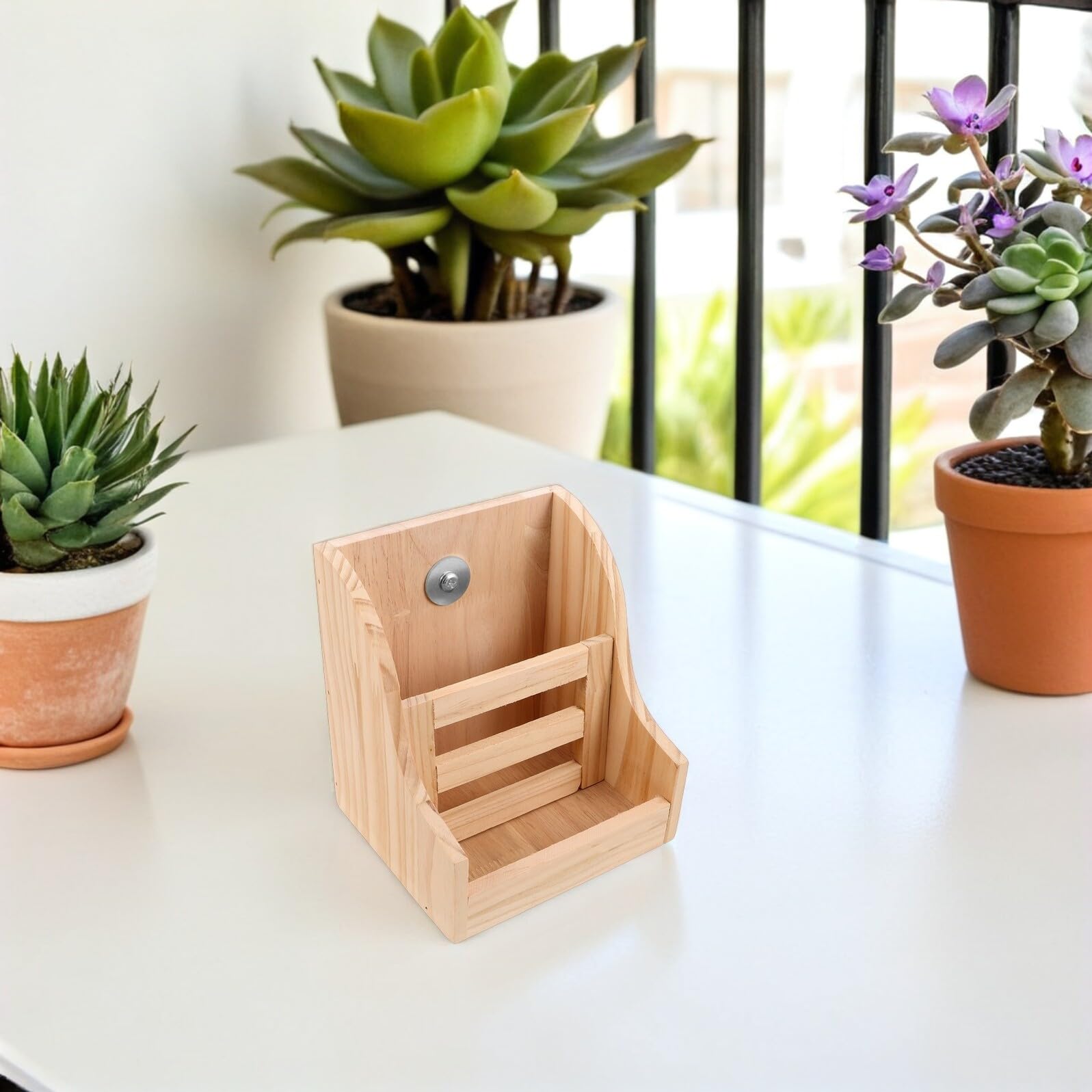 Holz Heuraufe mit Napf 2-in-1, Feste Montage für Kleintiere