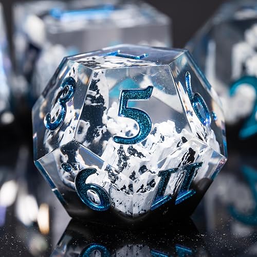 Miniatura 10 de Juego de dados poliédricos de 7 piezas con borde afilado de montaña, juego de dados DND para juegos de rol de Calabozos y Dragones