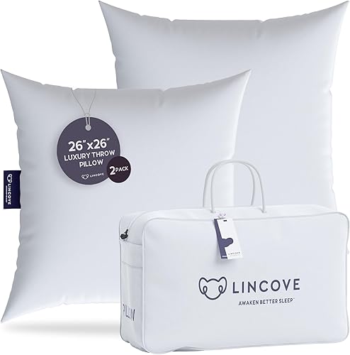 Lincove Euro - Almohada cuadrada de 26 x 26 pulgadas, fabricada en Canadá, funda 100% algodón, relleno alternativo al plumón, apto para veganos,