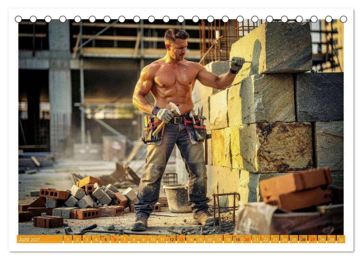 Sexy - Männer vom Bau (Tischkalender 2027 DIN A5 quer), CALVENDO Monatskalender: Schweiß, Stahl und Selbstbewusstsein treffen auf Humor und echte Persönlichkeit. (CALVENDO Erotik)