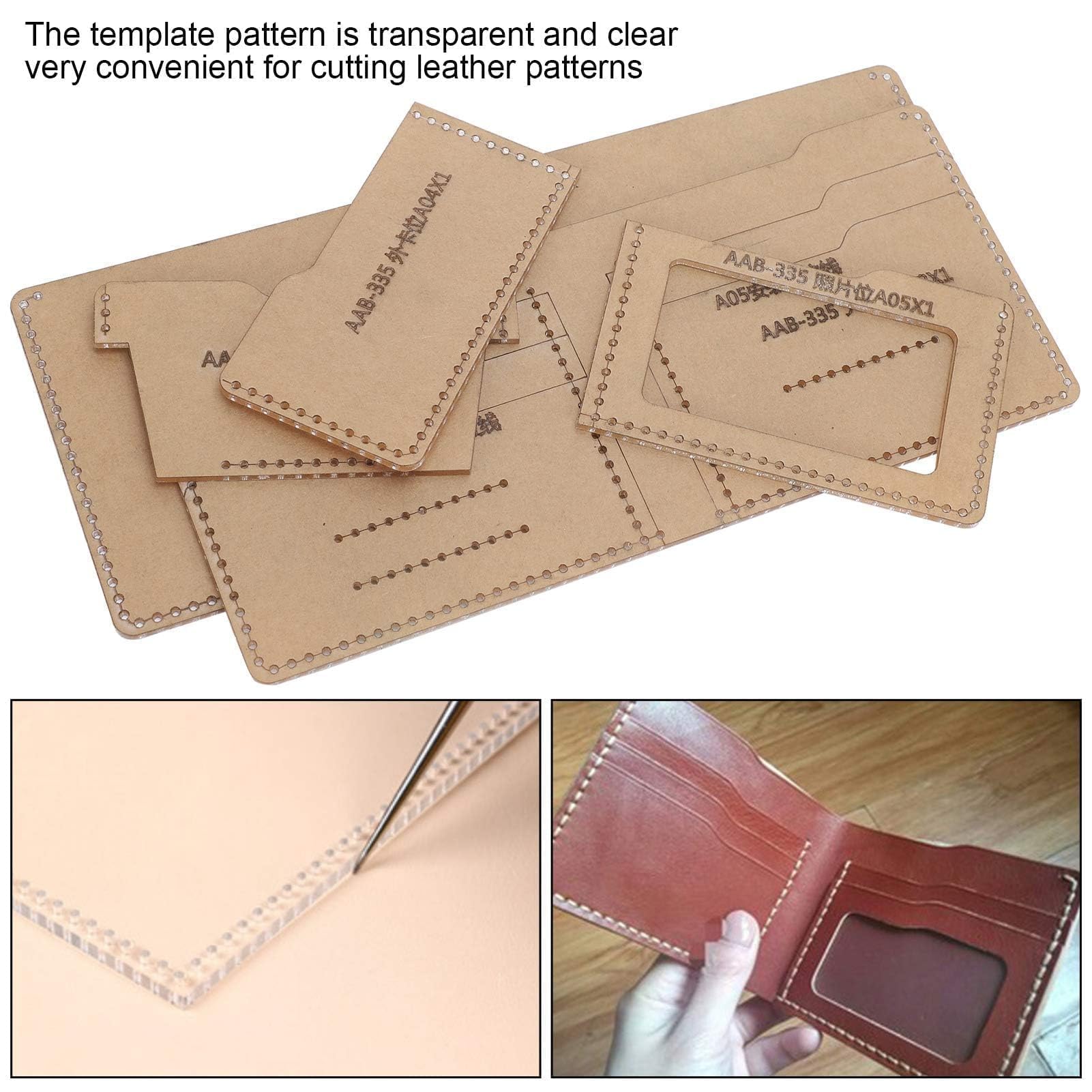 Garosa Modello di Portafoglio Corto Fai da Te Cucito Quilting Stencil per Artigianato Fai da Te Strumento Accessorio Fatto a mano5 Pezzi di Modelli in Pelle acrilica Handcraft Tools