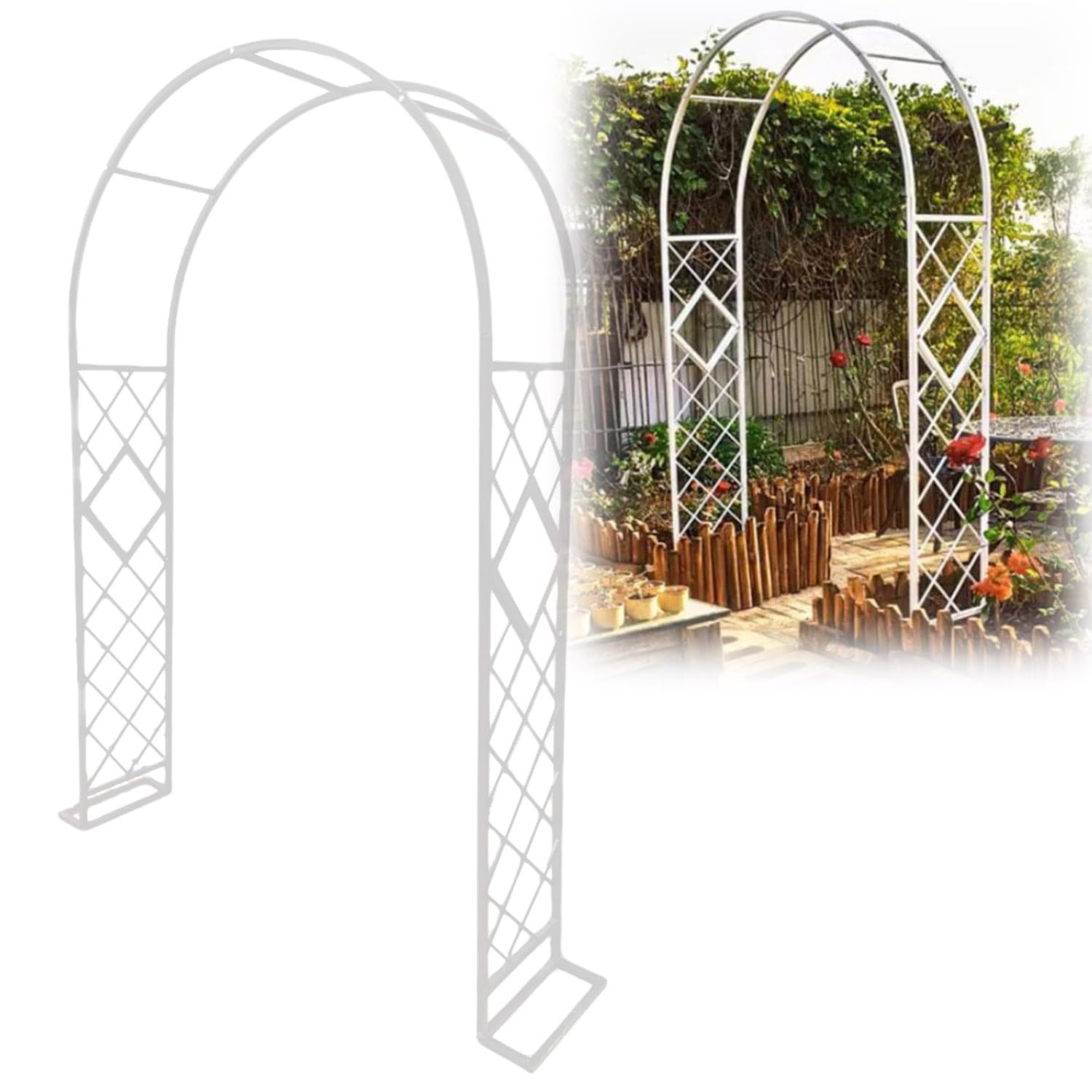 Gartenbogen mit Rankgitter für Kletterpflanzen, Metall Hochzeitsbogen Breit 139.7 cm 180.3 cm 200.7 cm 221.0 cm 241.6 cm 279.4 cm 299.7 cm 320.0 cm 340.4 cm Gartenbogen für Hochzeit Gartenparty